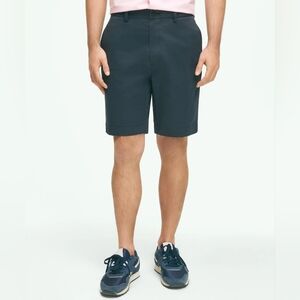 Brooks Brothers Mens Cotton Flat Front 9" Chino Shorts, Sz W35, Navy, EUC